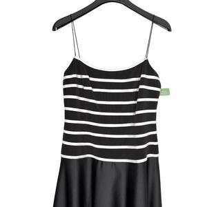 VTG 90's Deadstock J.S Collections Black and White Striped Satin A-Line Gown